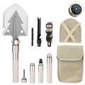 Military Folding Shovel Multifunctional Survival Emergency Spade Tactical Multi Tool For Outdoor Camping Hiking Backpacking w/ Compass