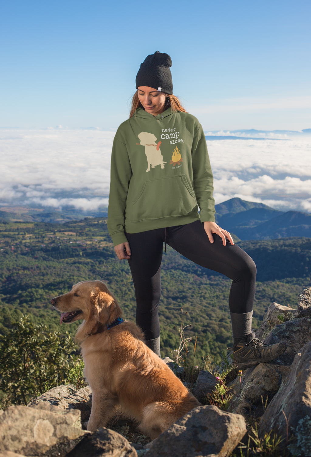 NEVER CAMP ALONE® Hoodie (Green)