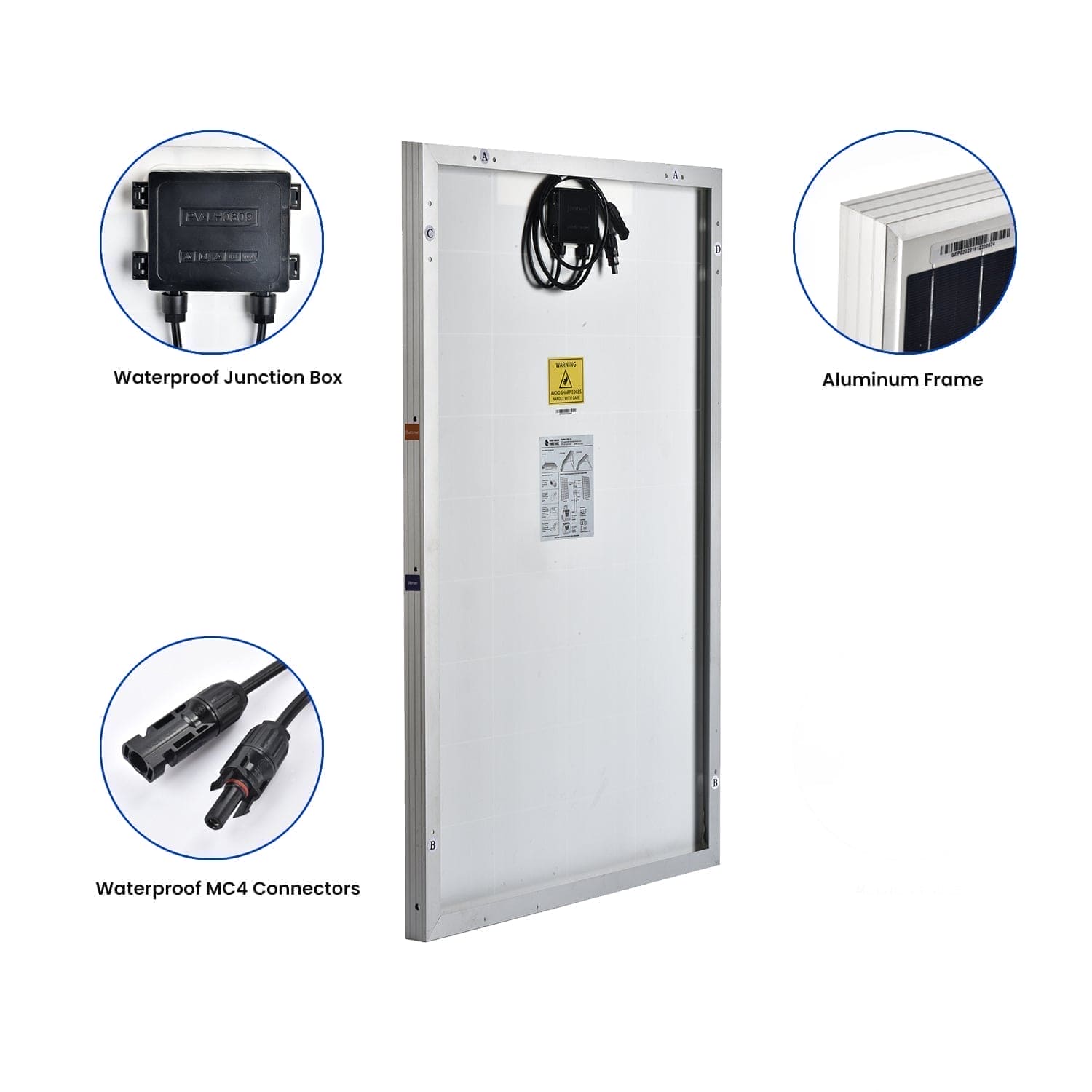 200W Rigid Solar Panels w/ cable and connector