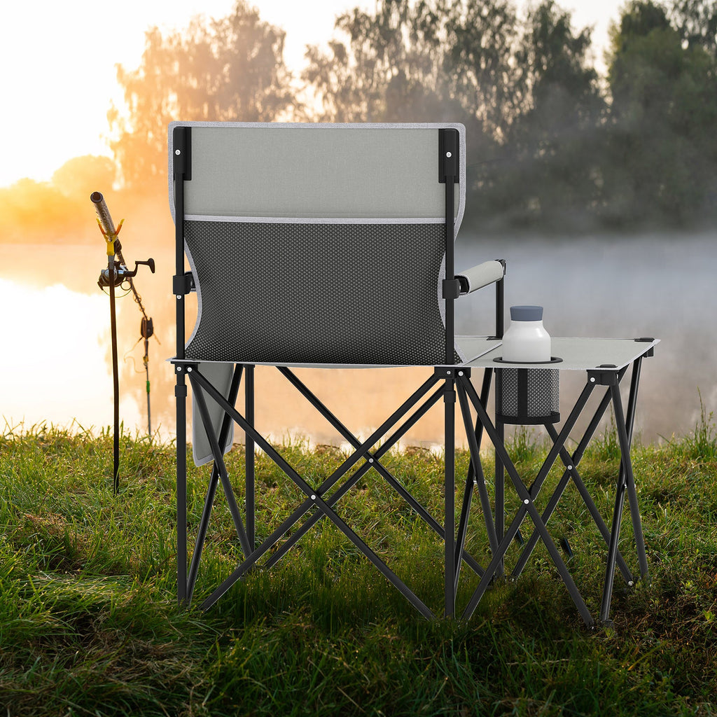 Oversized Camping Chair with Side Table and 2 Storage Pockets