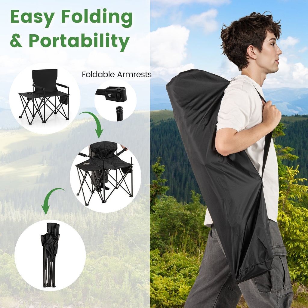 Oversized Camping Chair with Side Table and 2 Storage Pockets