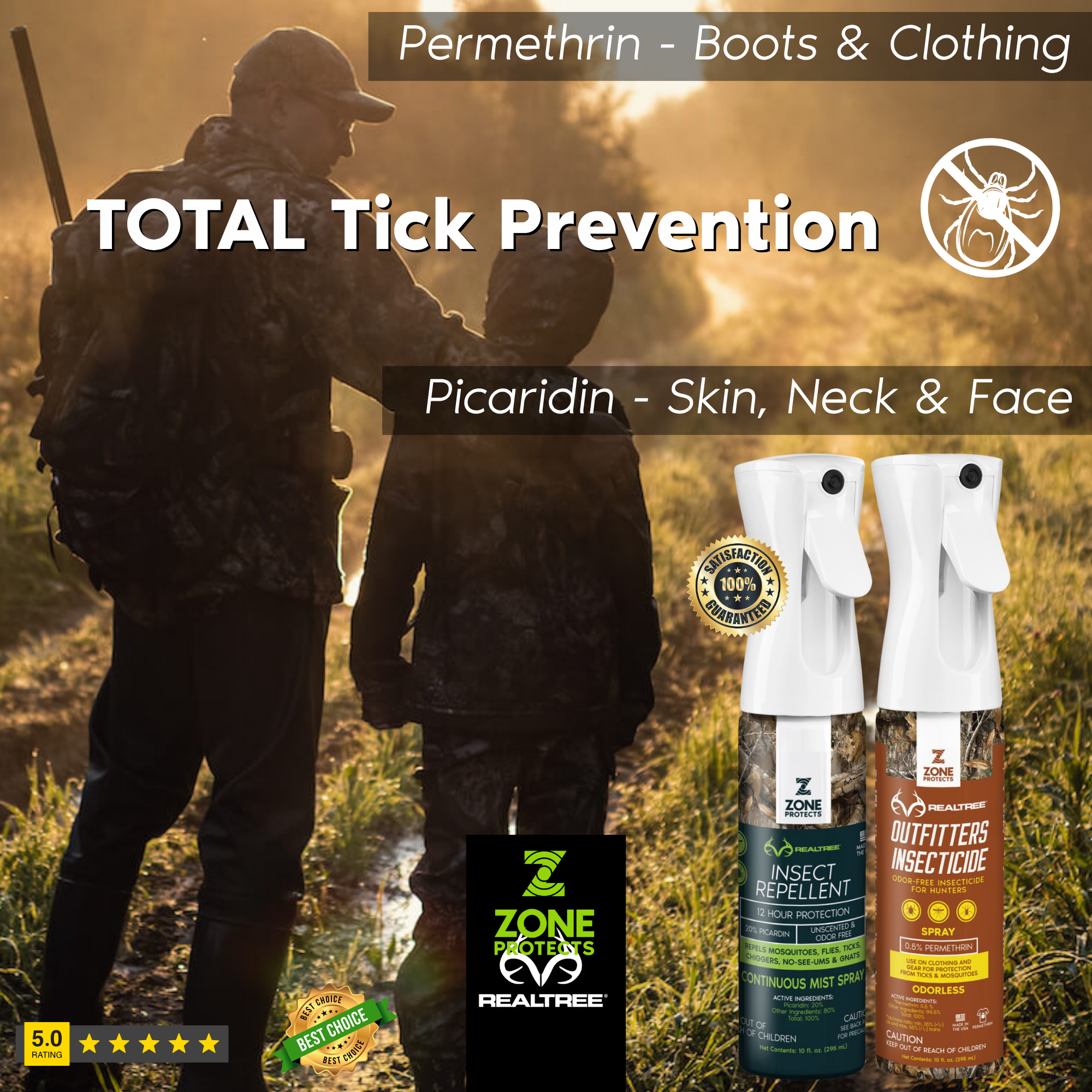 Total Tick Prevention System | Insect Repellent (for skin) + Insecticide (for gear)