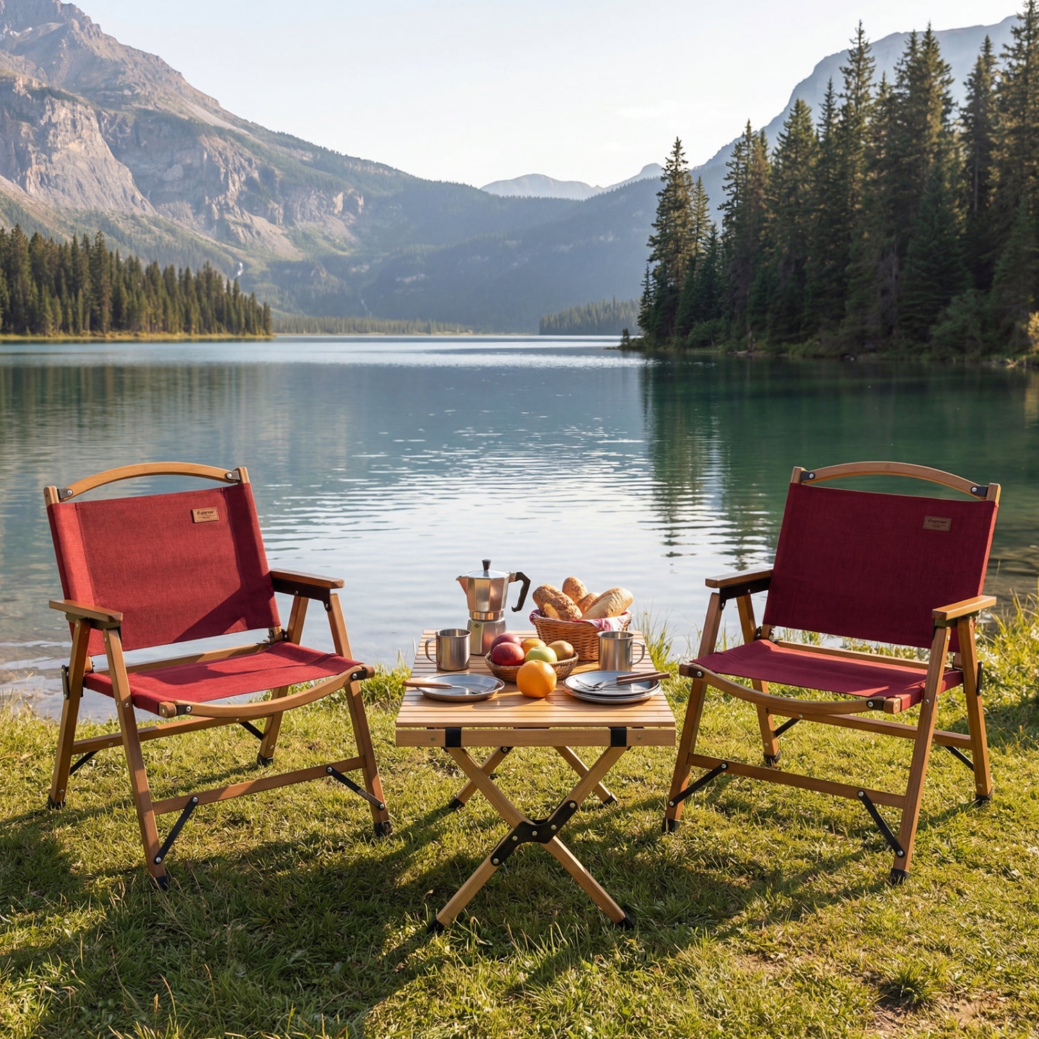 Portable and Lightweight Folding Camping Chair for Patio Picnic Leisure Fishing Travel Beach-Red