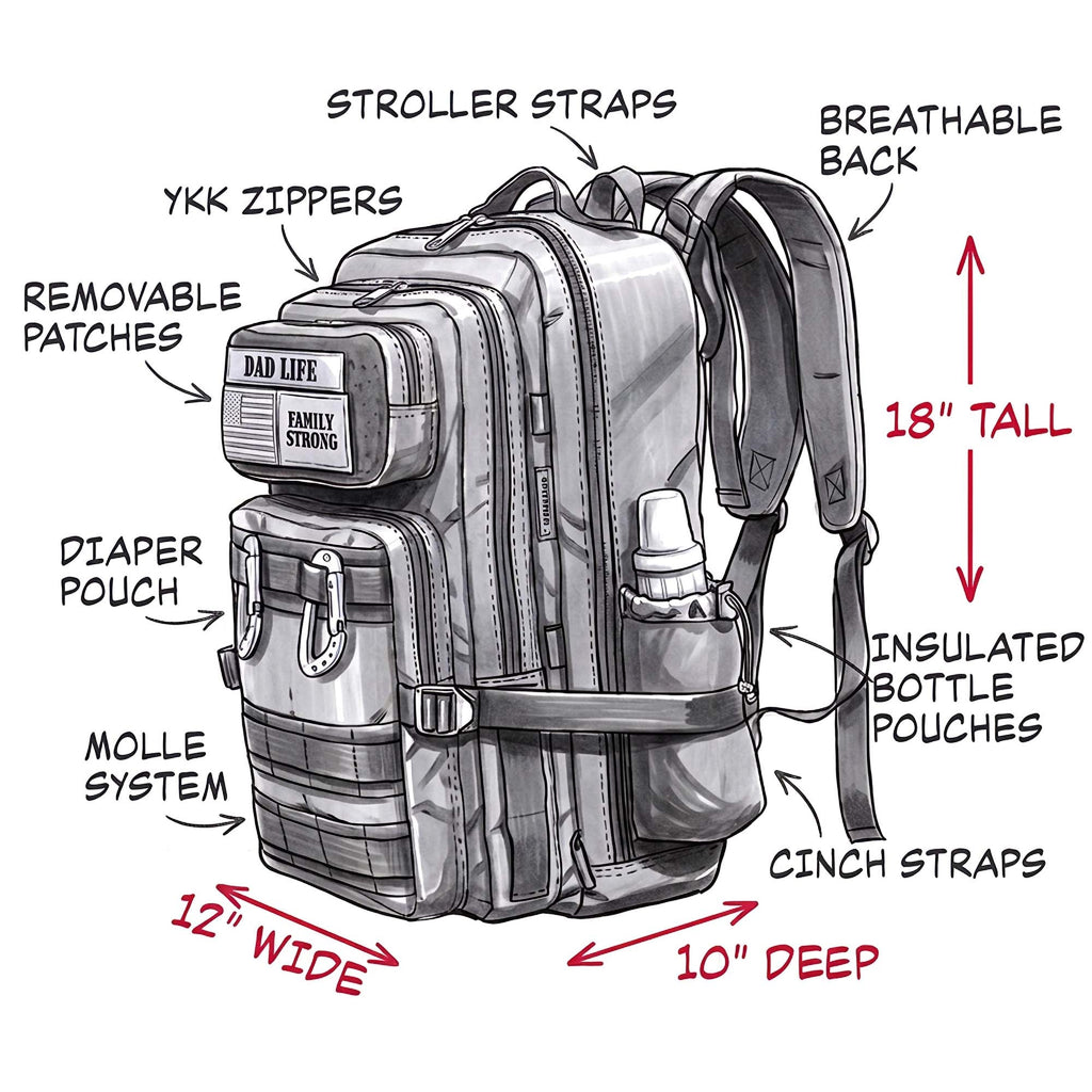 JUG 30L Dad Diaper Bag Backpack - Black