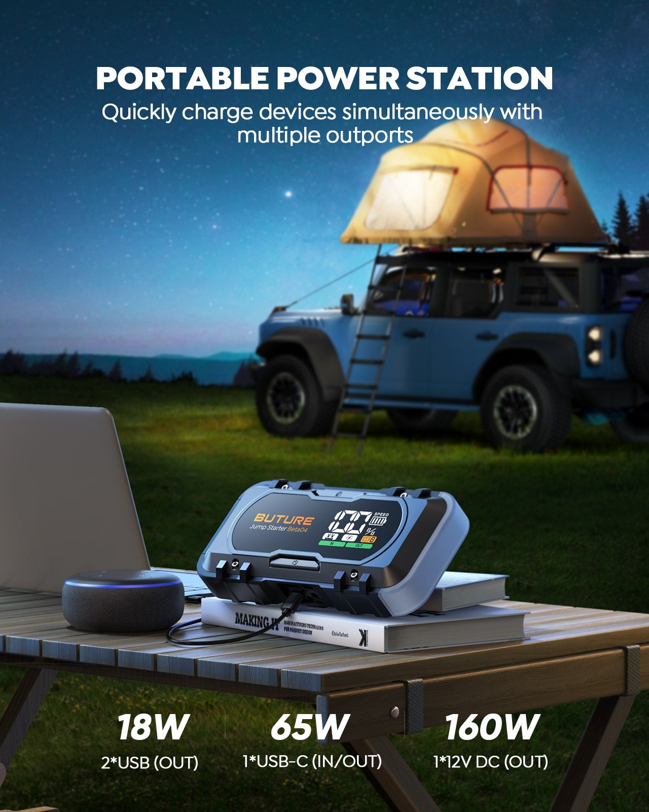 Buture Beta04 Heavy Duty Car Jump Starter 6000A丨27000mAh Battery, 65W Two-Way Fast Charge