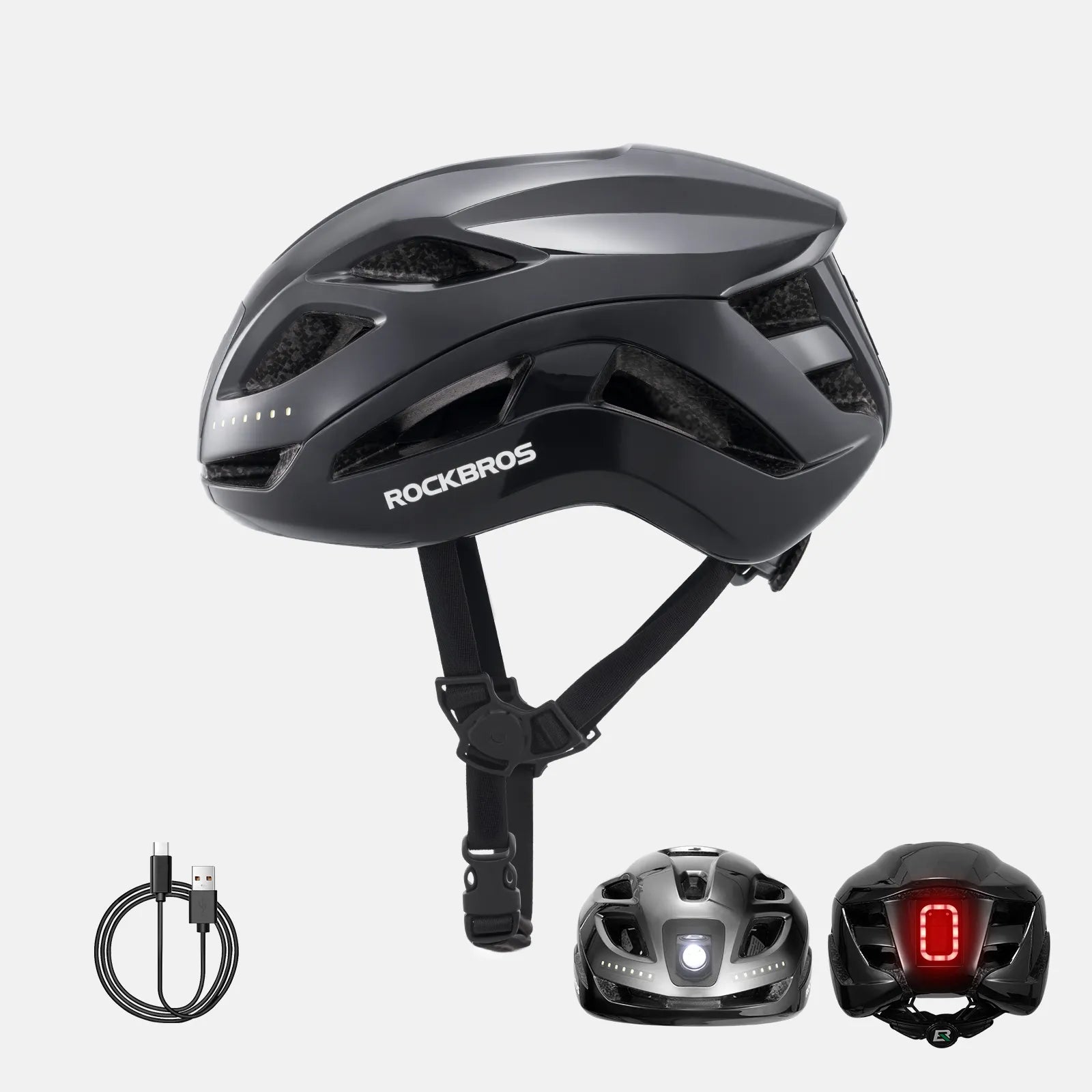 Bike Helmet with LED Front and Rear Light