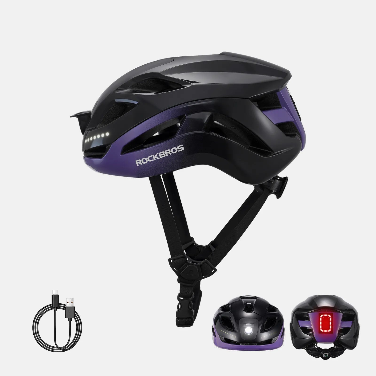 Bike Helmet with LED Front and Rear Light