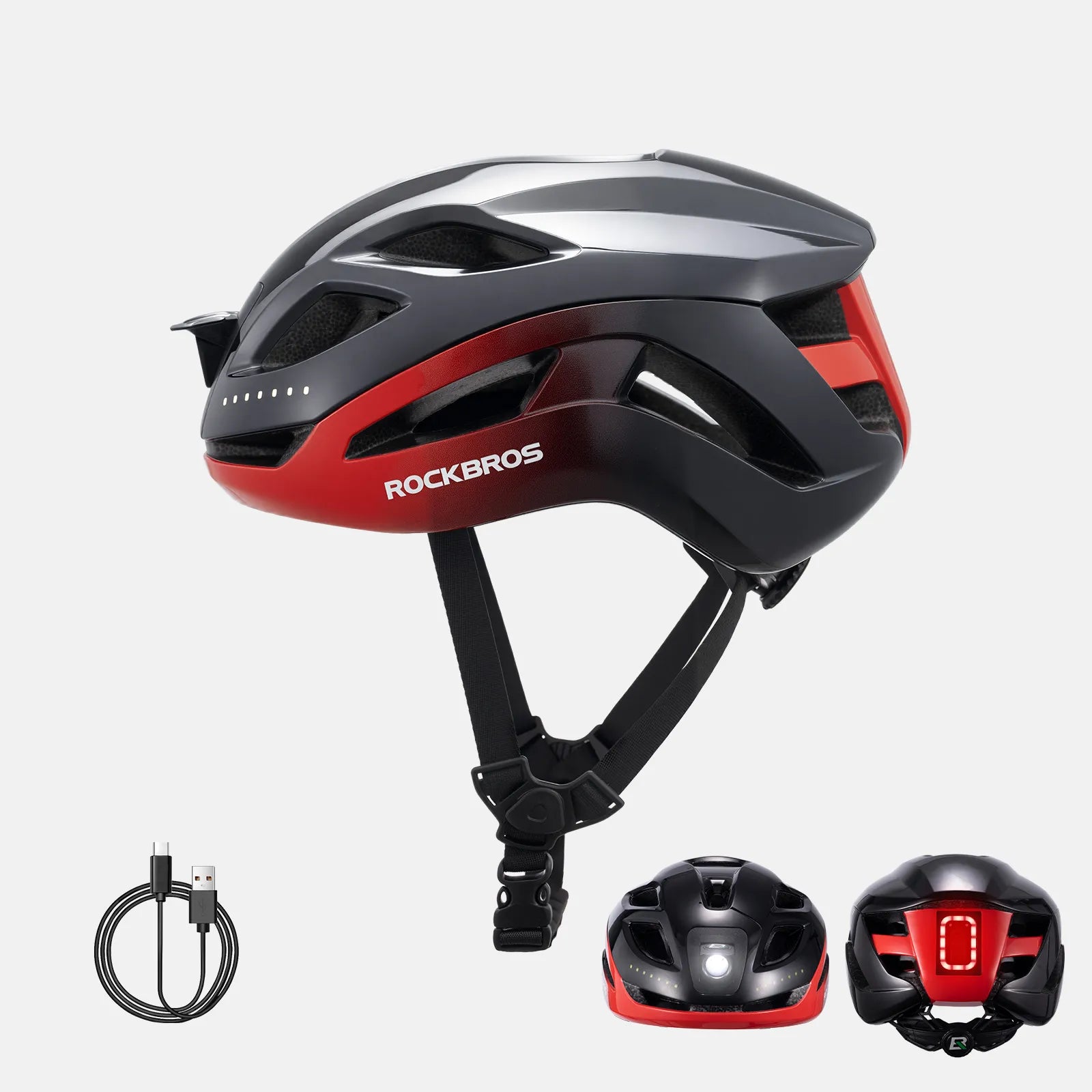 Bike Helmet with LED Front and Rear Light